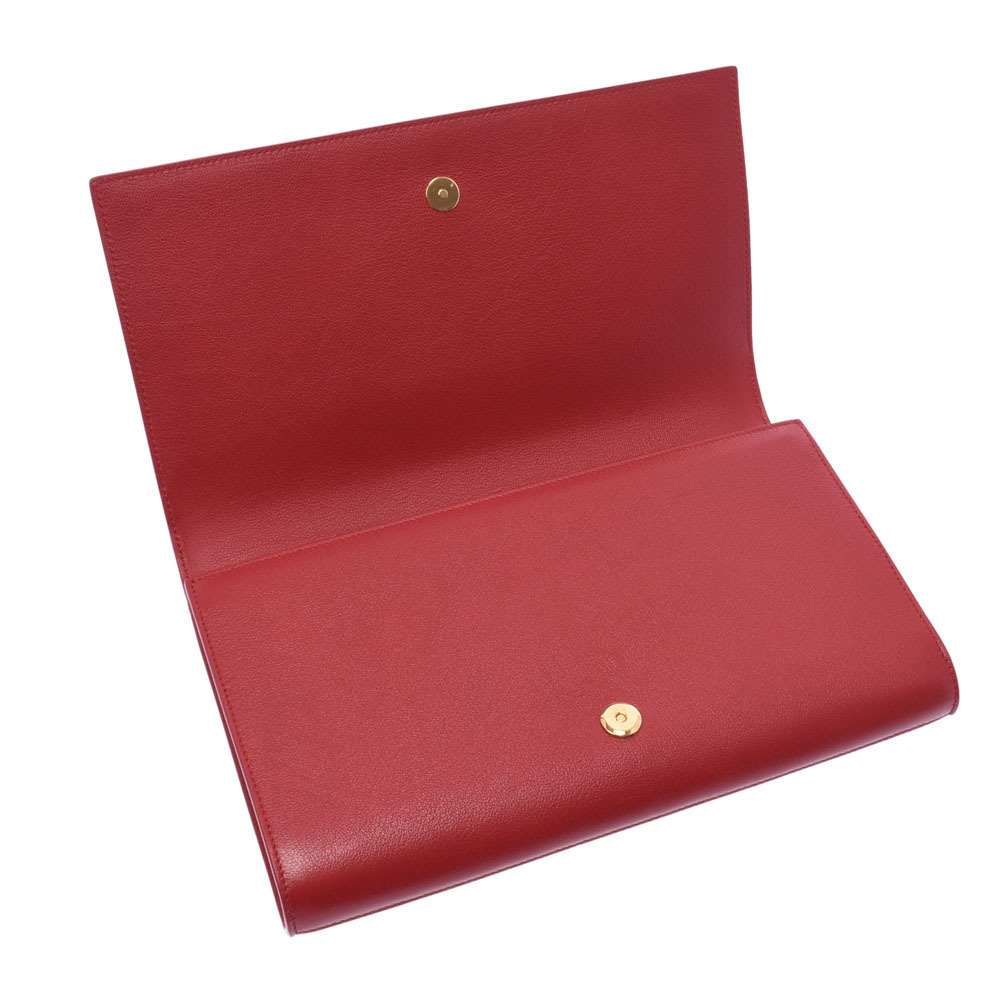 SAINT LAURENT calfskin clutch bag red - Picture 7 of 11